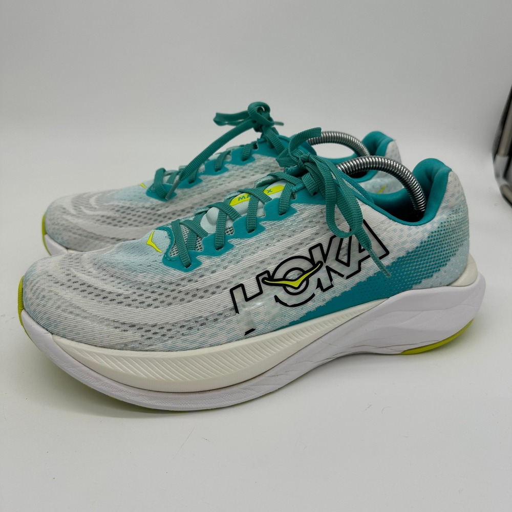 Hoka One One Mach X Shoes Running Mens 11D Gray‎ Teal Lace Up Sneakers 1141450